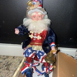 Mark Roberts Festive Patriotic Santa with Gold Accents